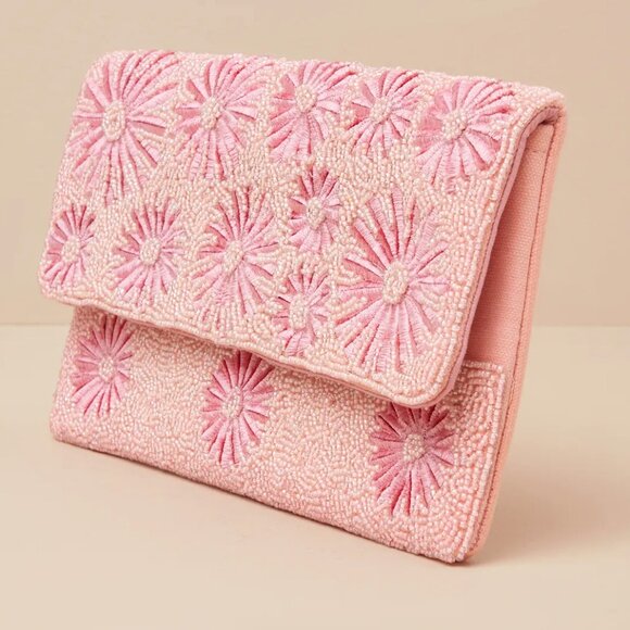 Lulus Beaded Floral Crossbody Clutch - Pink - Picture 4 of 10